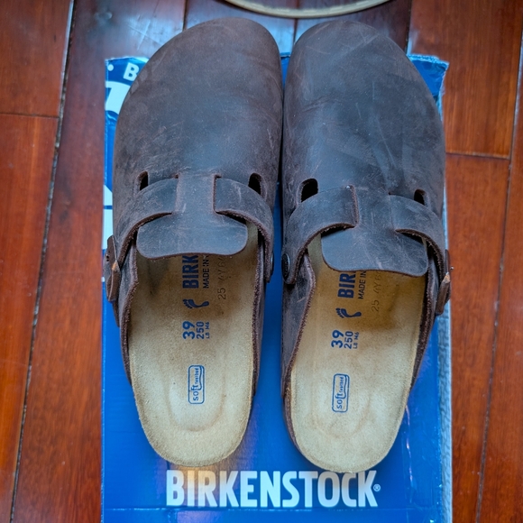 Birkenstock Shoes - Birkenstock Boston BS Habana Leather Brown Clogs Size L8 M6 Narrow Soft Footbed